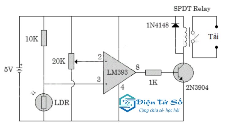 sơ đồ mạch công tắc cảm biến tối dùng IC LM393