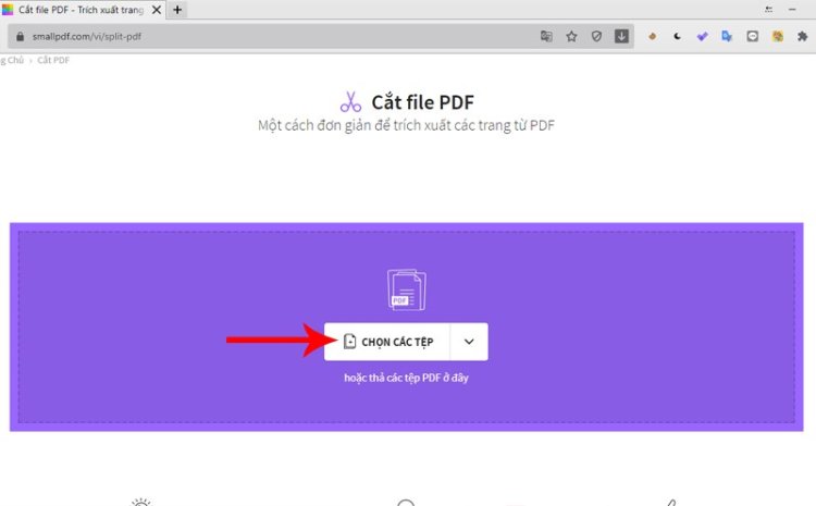 Tải file PDF cần cắt lên từ máy tính